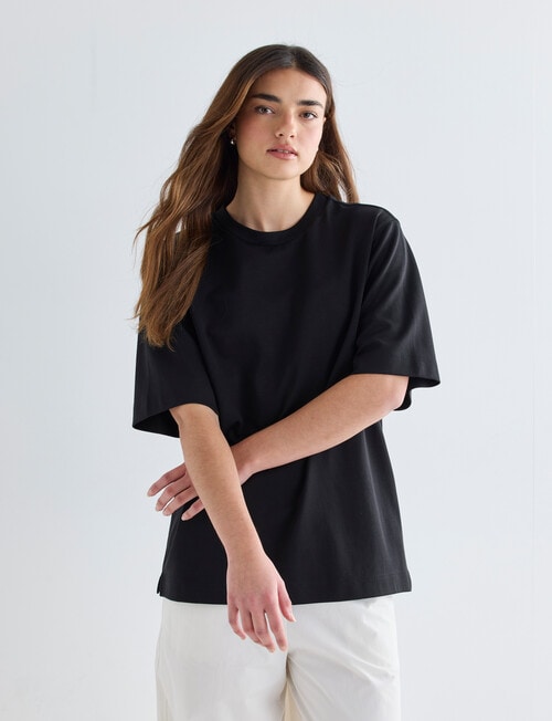Mineral Boxy Oversize Short Sleeve Tee, Black product photo