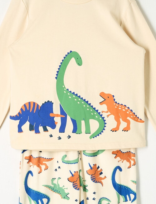 Sleep Mode Dino Butter Fleece PJ Set, Sand, 2-8 product photo View 02 L