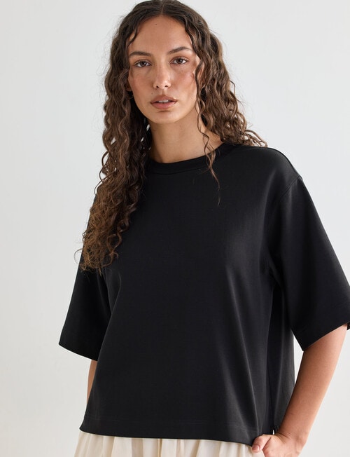 Mineral Boxy Crop Short Sleeve Tee, Black product photo View 04 L