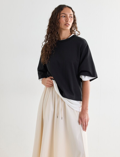 Mineral Boxy Crop Short Sleeve Tee, Black product photo View 06 L