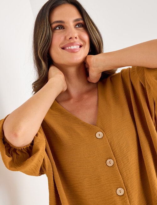 Whistle V-Neck Tie Hem Top, Amber product photo View 04 L
