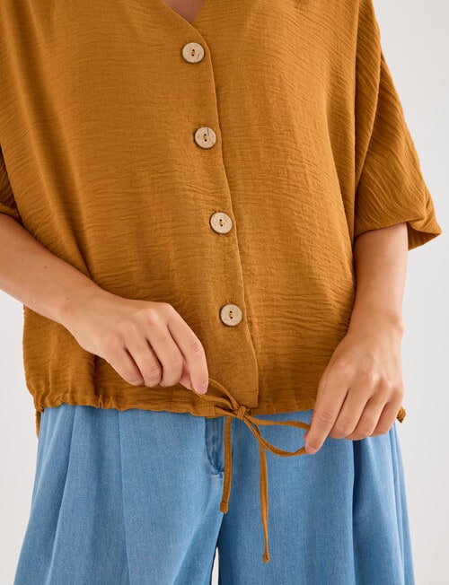 Whistle V-Neck Tie Hem Top, Amber product photo View 05 L