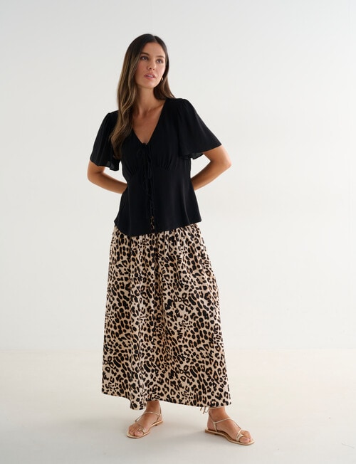 Whistle Tie Front Top, Black product photo View 03 L