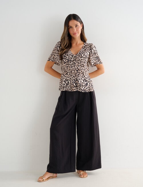 Whistle Tie Front Top, Animal Print product photo View 03 L