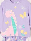 Sleep Mode Dino Butter Fleece PJ Set, Purple, 2-8 product photo View 02 S