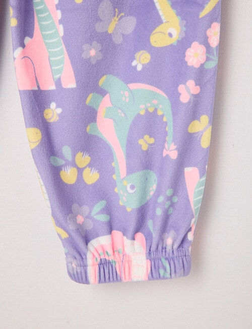 Sleep Mode Dino Butter Fleece PJ Set, Purple, 2-8 product photo View 03 L