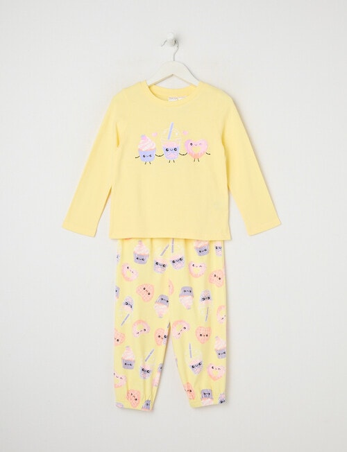 Sleep Mode Bubble Tea Butter Fleece PJ Set, Yellow, 2-8 product photo