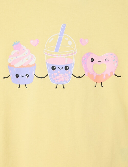 Sleep Mode Bubble Tea Butter Fleece PJ Set, Yellow, 2-8 product photo View 02 L