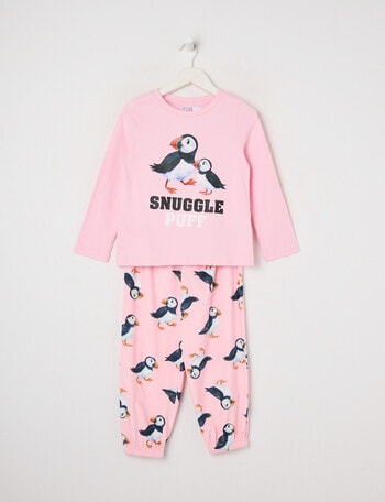Sleep Mode Snuggle Puff Butter Fleece PJ Set, Pink, 2-8 product photo