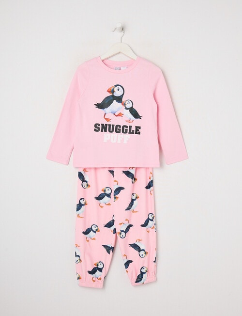 Sleep Mode Snuggle Puff Butter Fleece PJ Set, Pink, 2-8 product photo