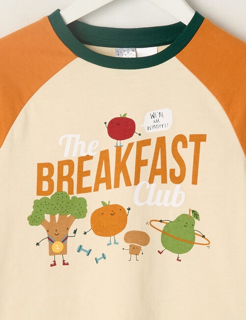 Sleep Mode Breakfast Club Knit Long PJ Set, Orange & Green, 2-8 product photo View 02 L