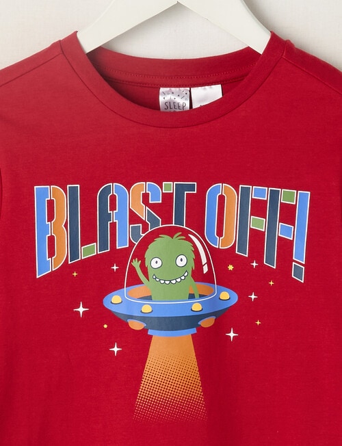 Sleep Mode Blast Off Knit Long PJ Set, Crimson & Midnight, 2-8 product photo View 02 L