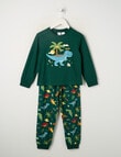 Sleep Mode Jungle Dino Knit Long PJ Set, Emerald, 2-8 product photo