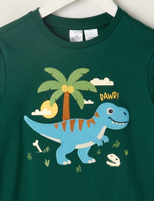 Sleep Mode Jungle Dino Knit Long PJ Set, Emerald, 2-8 product photo View 02 L