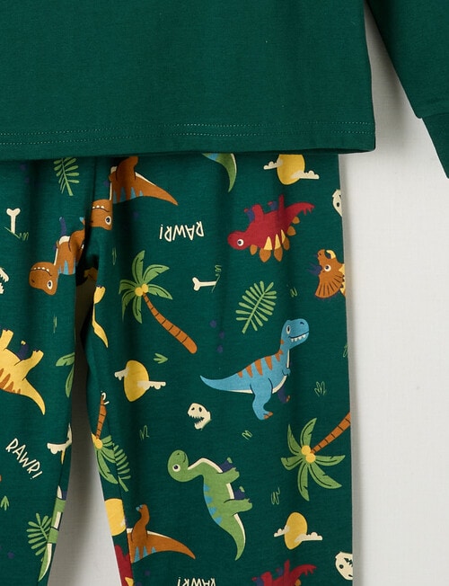 Sleep Mode Jungle Dino Knit Long PJ Set, Emerald, 2-8 product photo View 03 L