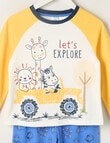 Sleep Mode Explore Safari Knit Long PJ Set, Yellow & Blue, 2-8 product photo View 02 S