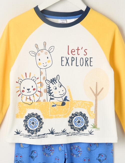 Sleep Mode Explore Safari Knit Long PJ Set, Yellow & Blue, 2-8 product photo View 02 L