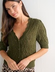 Whistle Crochet Cardigan, Khaki product photo