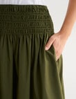 Whistle Shirred Waist Poplin Skirt, Khaki product photo View 04 S