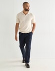 Laidlaw + Leeds Knitted Short Sleeve Polo Shirt, Oat product photo