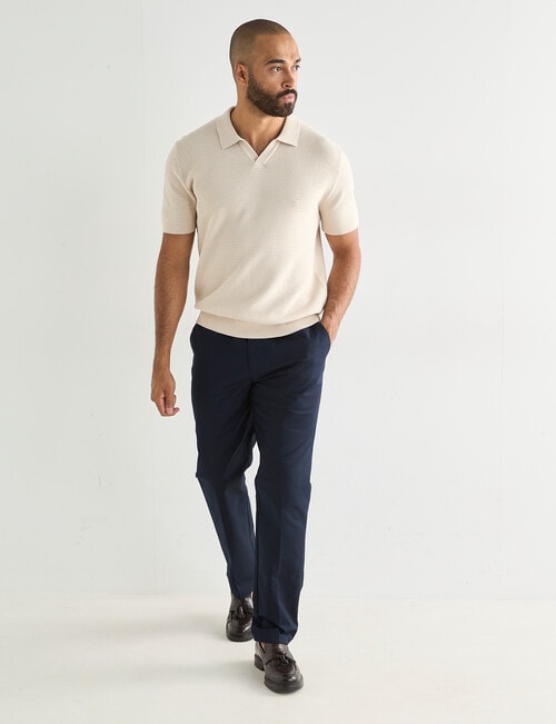 Laidlaw + Leeds Knitted Short Sleeve Polo Shirt, Oat product photo