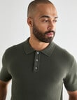 Laidlaw + Leeds Knitted Short Sleeve Button Down Polo Shirt, Khaki product photo
