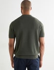Laidlaw + Leeds Knitted Short Sleeve Button Down Polo Shirt, Khaki product photo View 02 S