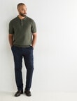 Laidlaw + Leeds Knitted Short Sleeve Button Down Polo Shirt, Khaki product photo View 03 S