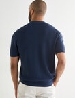 Laidlaw + Leeds Knitted Short Sleeve Polo Shirt, Blue product photo View 02 S