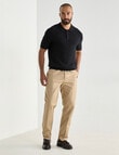 Laidlaw + Leeds Knitted Short Sleeve Button Down Polo Shirt, Black product photo View 03 S