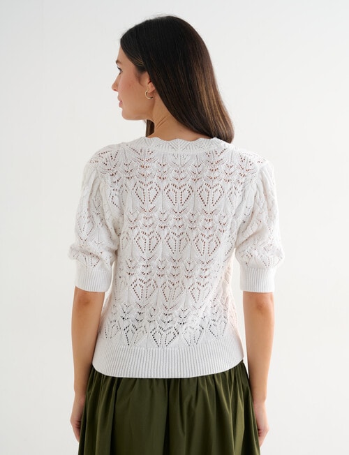 Whistle Crochet Cardigan, Ecru product photo View 02 L