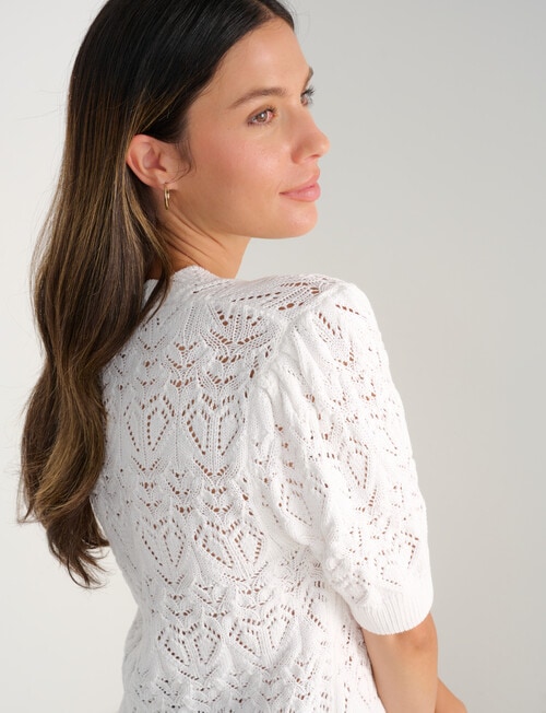 Whistle Crochet Cardigan, Ecru product photo View 06 L