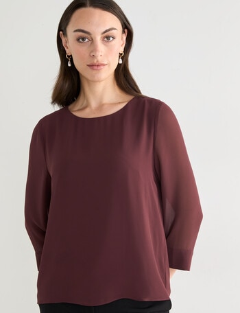 Oliver Black 3/4 Sleeve Double Layer Top, Fig product photo