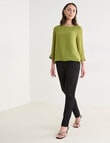 Oliver Black 3/4 Sleeve Double Layer Top, Moss product photo View 03 S