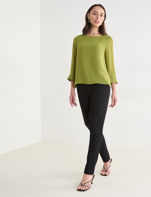 Oliver Black 3/4 Sleeve Double Layer Top, Moss product photo View 03 L