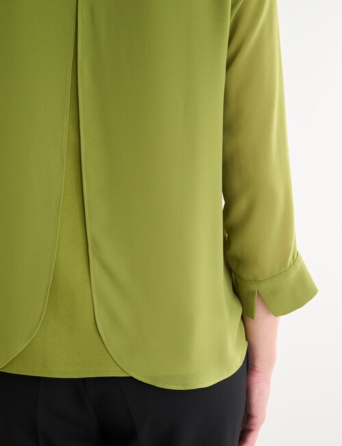 Oliver Black 3/4 Sleeve Double Layer Top, Moss product photo View 06 L