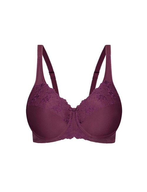 Triumph Embroidered Minimiser Bra, Flower Purple, D-F product photo View 03 L