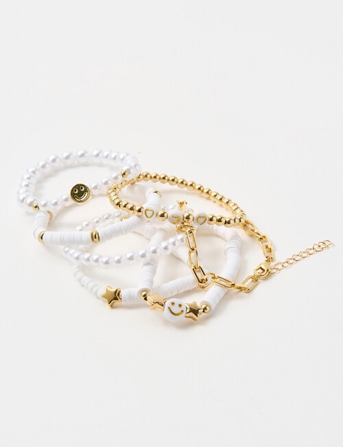 Mac & Ellie Smiley White Bracelet Set, White product photo View 02 L