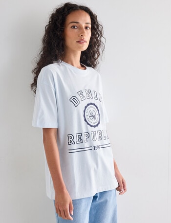 Denim Republic Boxy College Tee, Pale Blue product photo