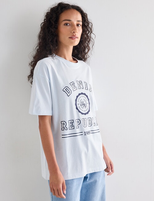 Denim Republic Boxy College Tee, Pale Blue product photo