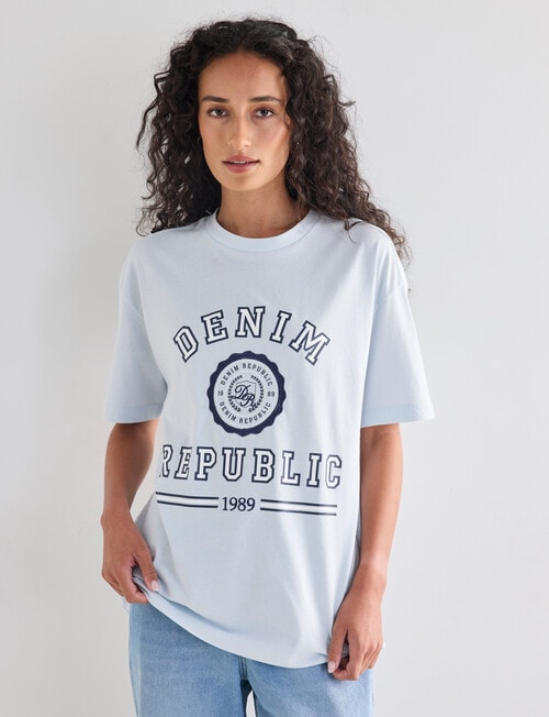 Denim Republic Boxy College Tee, Pale Blue product photo View 04 L