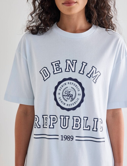 Denim Republic Boxy College Tee, Pale Blue product photo View 05 L