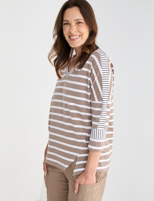 Line 7 Marco Stripe Panelled Top, Mineral & White product photo