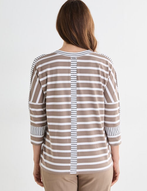 Line 7 Marco Stripe Panelled Top, Mineral & White product photo View 02 L