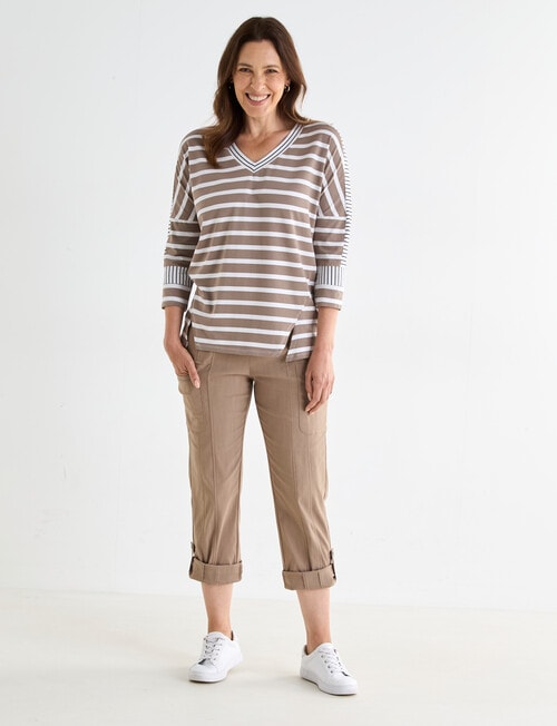 Line 7 Marco Stripe Panelled Top, Mineral & White product photo View 03 L