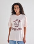 Denim Republic Boxy College Tee, Pale Pink product photo View 04 S