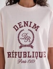 Denim Republic Boxy College Tee, Pale Pink product photo View 05 S
