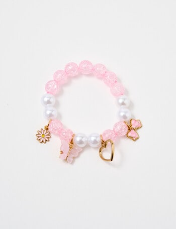 Mac & Ellie Charm Bracelet, Pink, White & Gold product photo