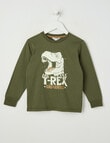 Mac & Ellie T Rex Glow Long Sleeve Cuffed Tee, Khaki product photo
