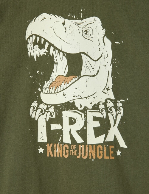 Mac & Ellie T Rex Glow Long Sleeve Cuffed Tee, Khaki product photo View 02 L